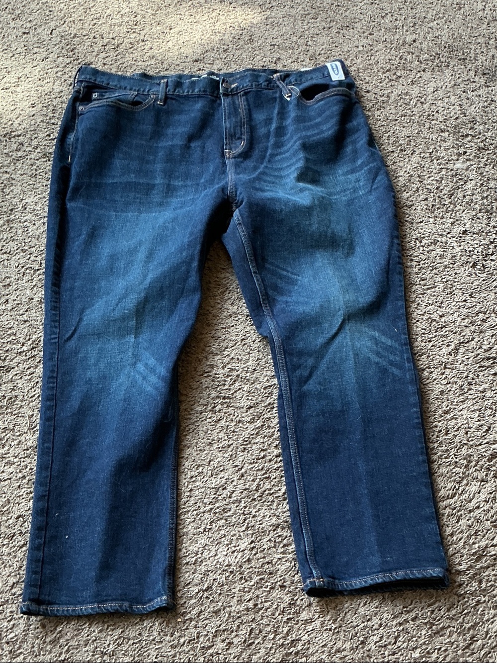 New Men's Dark Blue Straight-Leg Jeans